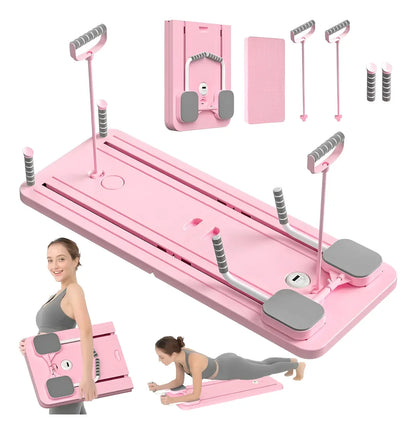 Tabla de Pilates Reformadora Plegable — Mini Reformer Portátil con Resistencia, Pedales y Mat Incluido