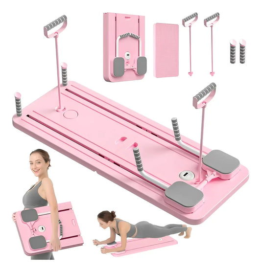 Tabla de Pilates Reformadora Plegable — Mini Reformer Portátil con Resistencia, Pedales y Mat Incluido